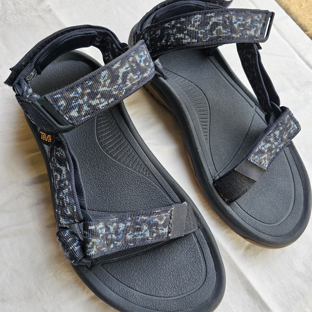 Teva Men's Patterned Black and Blue Sandals